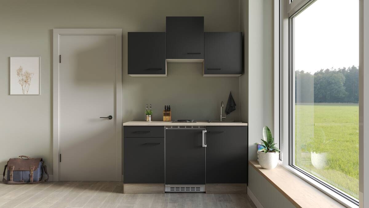 Küchenblock Capri schwarz B/H/T: ca. 151x226x60 cm