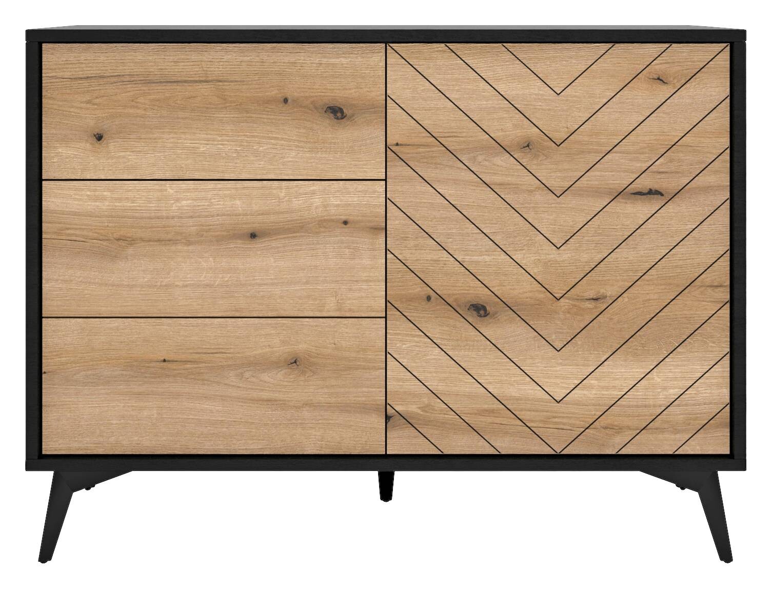 Kommode KOMMODE PEARL PE03 schwarz Eiche Evoke Coast Nachbildung B/H/T: ca. 104x77x39 cm