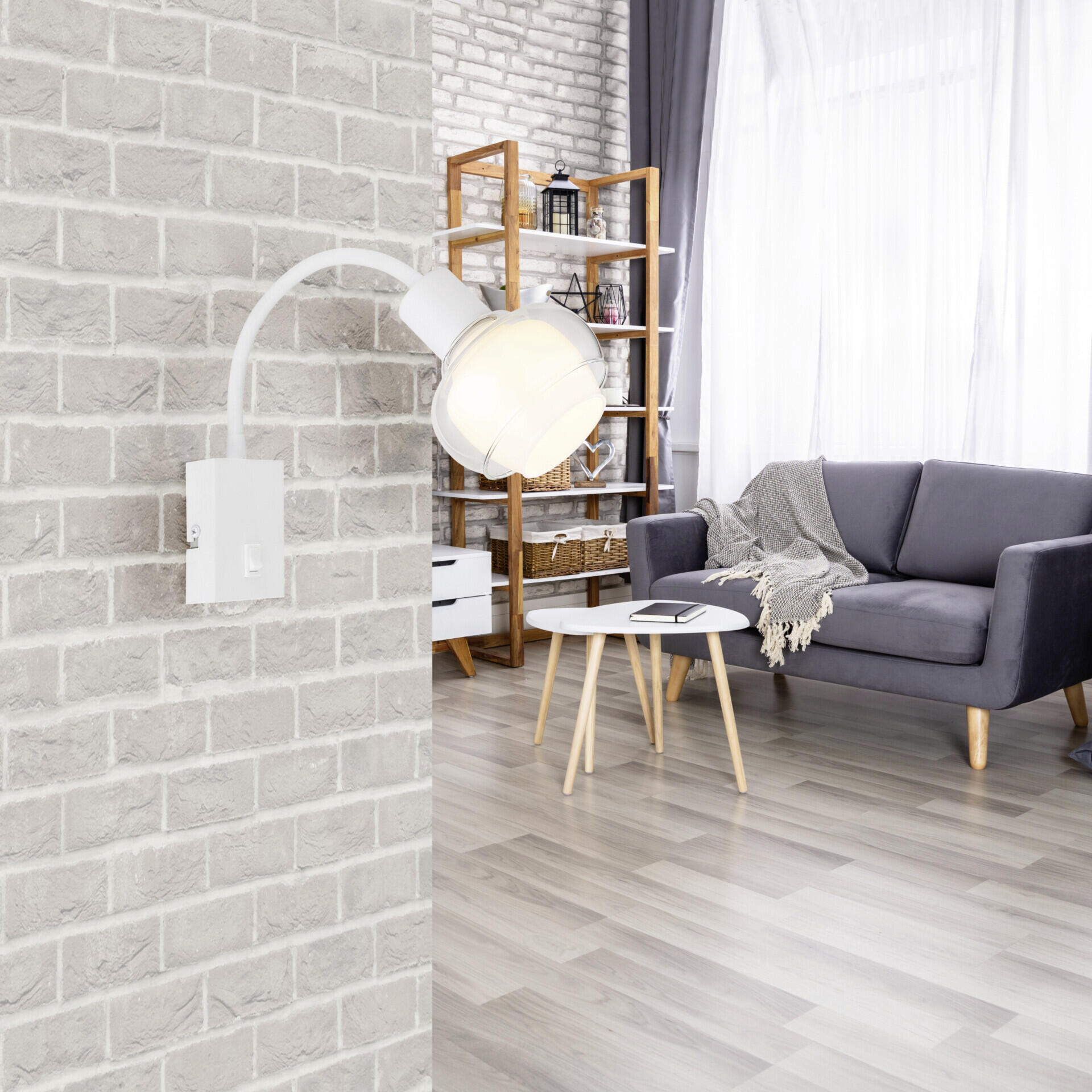 GLOBO Wandleuchte weiß Opal Metall Glas B/H: ca. 10,5x46,5 cm E14 1 Brennstellen