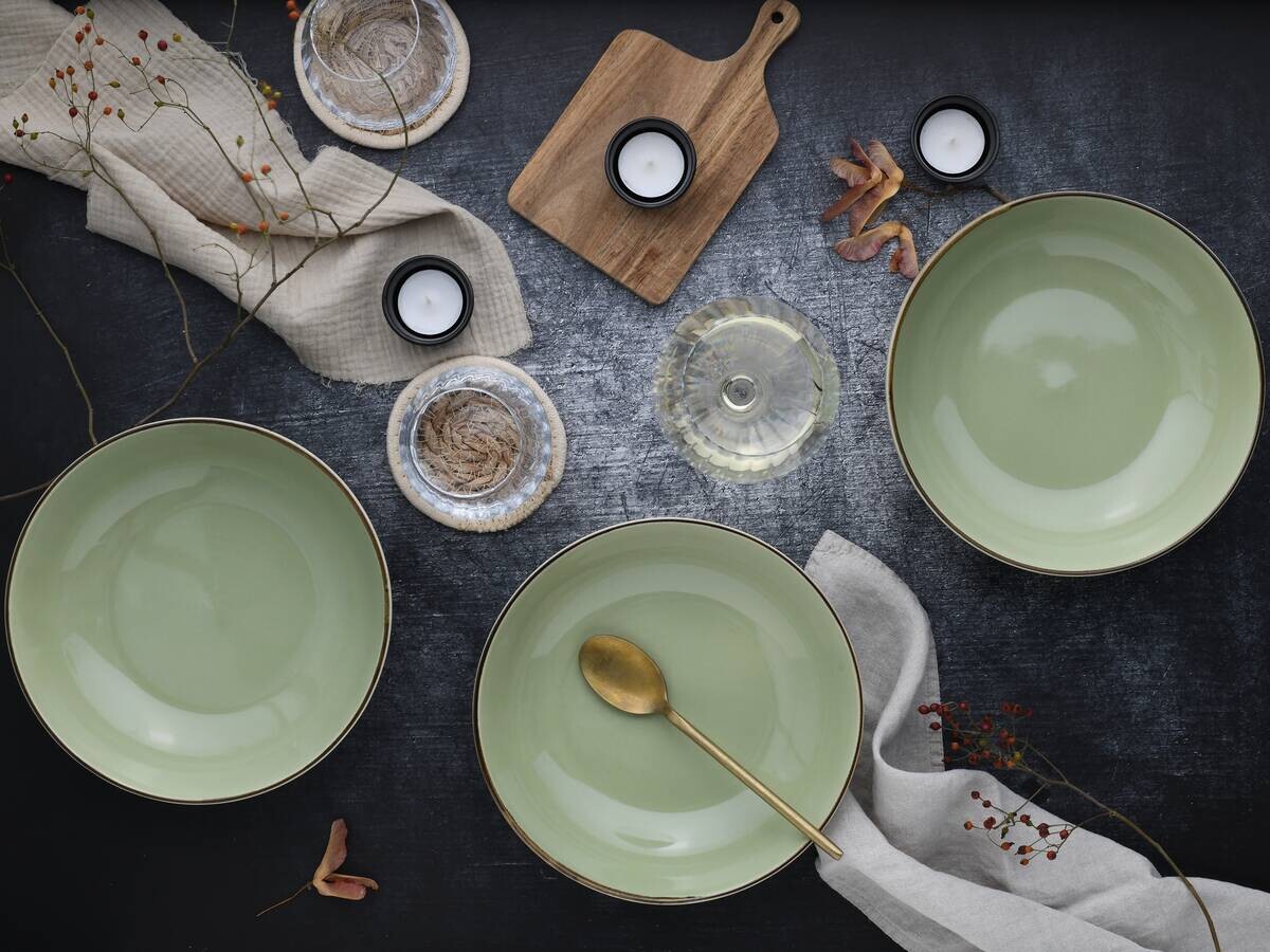 CreaTable Schüssel-Set Nature Collection Green grün Steinzeug