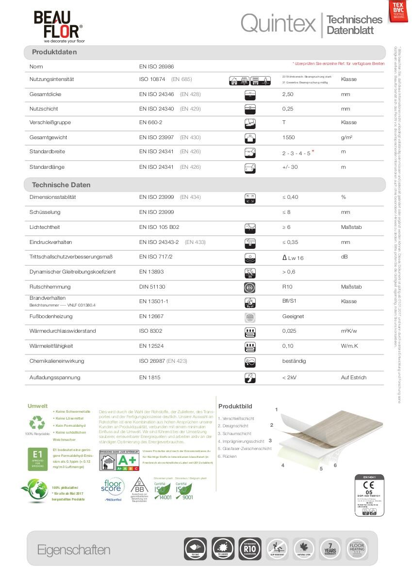 Vinylboden beige Plankeneiche B: ca. 500 cm pro m²