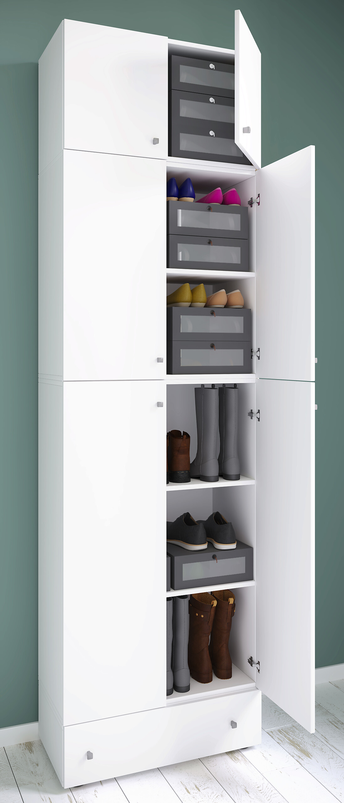 Schuhschrank Lona weiß B/H/T: ca. 70x240x39 cm