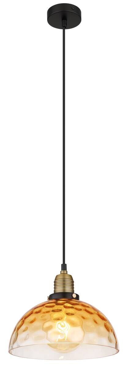 GLOBO Pendelleuchte schwarz klar Metall H/D: ca. 120x25 cm E27 1 Brennstellen