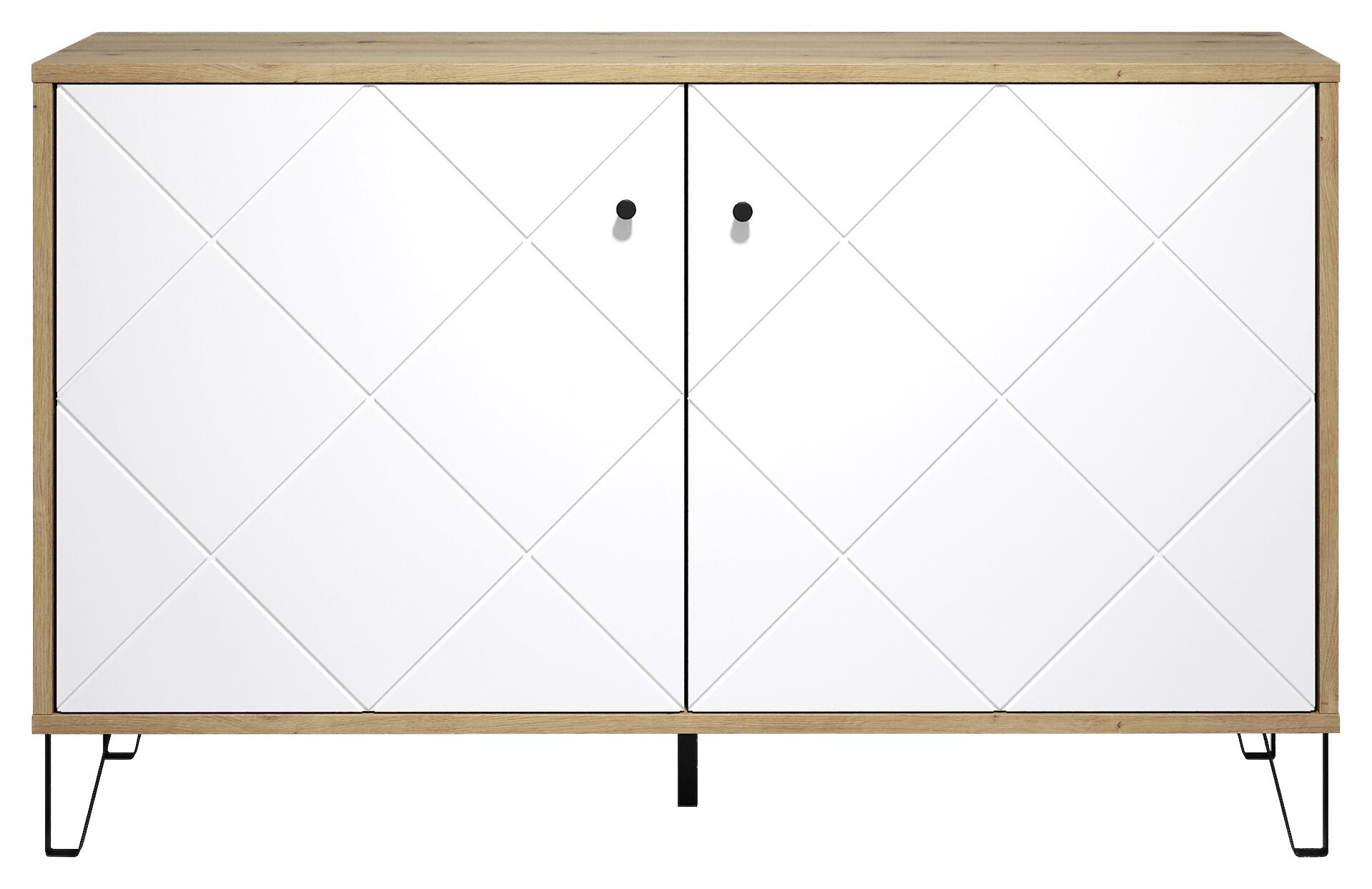 Kommode Touch Eiche Artisan Nachbildung weiß matt B/H/T: ca. 123x76x40 cm