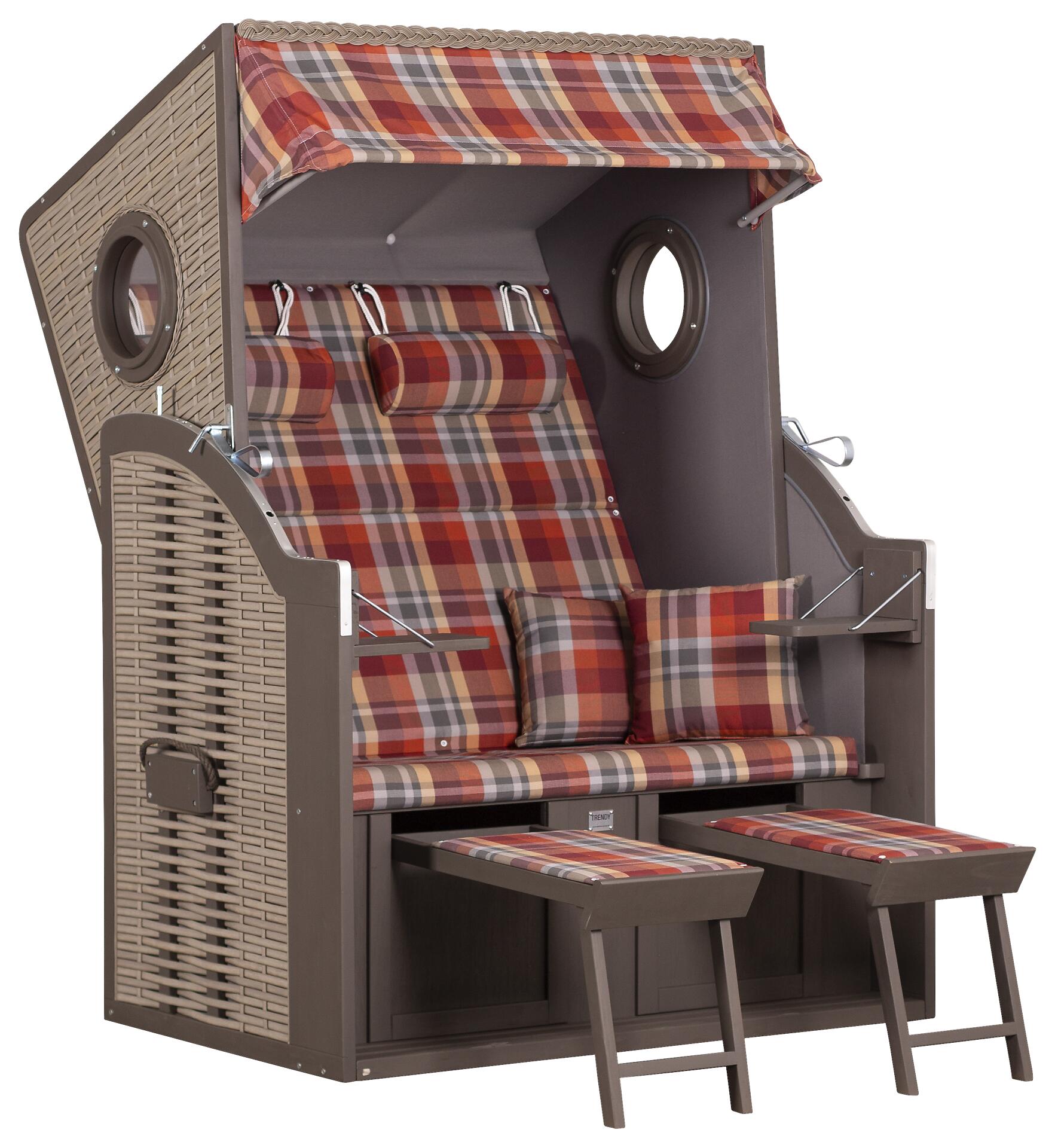 TRENDY by deVries Strandkorb Twin View rot Hartholz