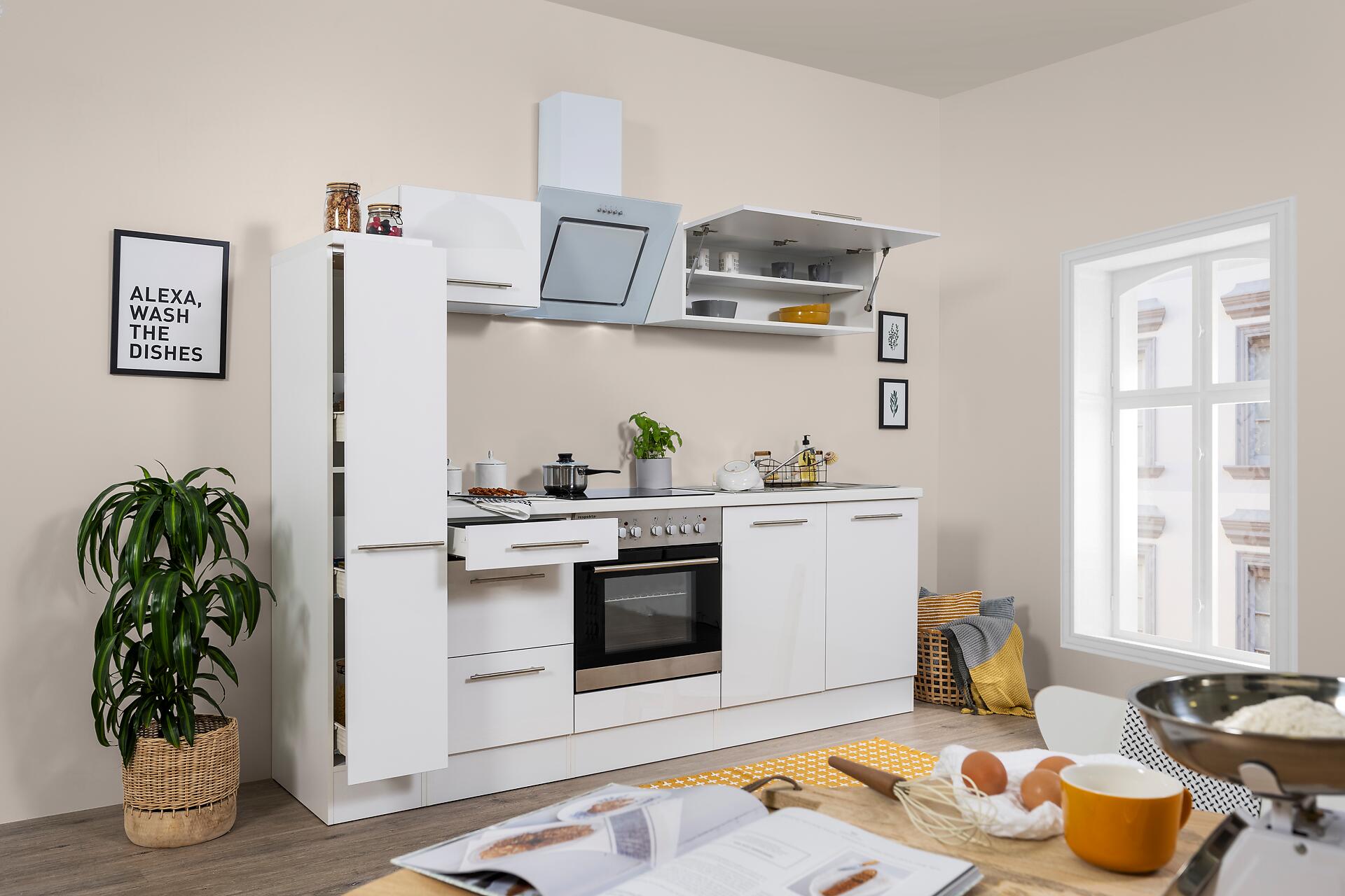 Respekta Küchenblock Amanda weiß Hochglanz B/H/T: ca. 240x200x60 cm