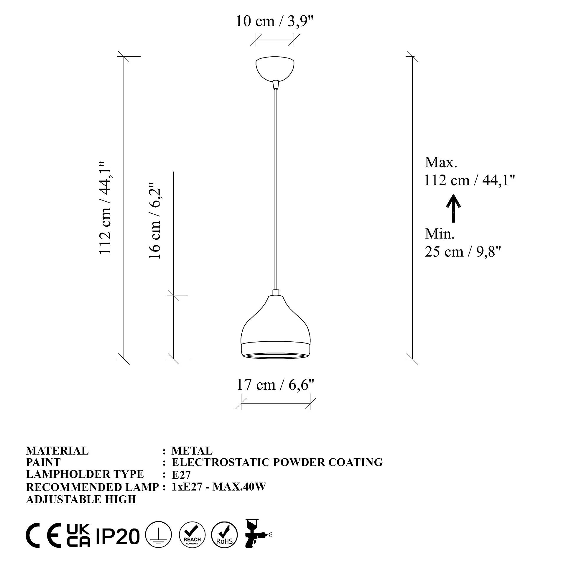 Opviq Pendelleuchte Yldo schwarz B/H/T/L/D: ca. 17x112x17x17x17 cm E27 1 Brennstellen