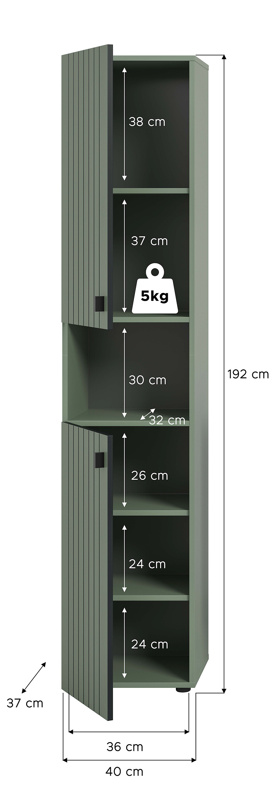 Garderobenschrank STATION grün B/H/T: ca. 40x192x37 cm