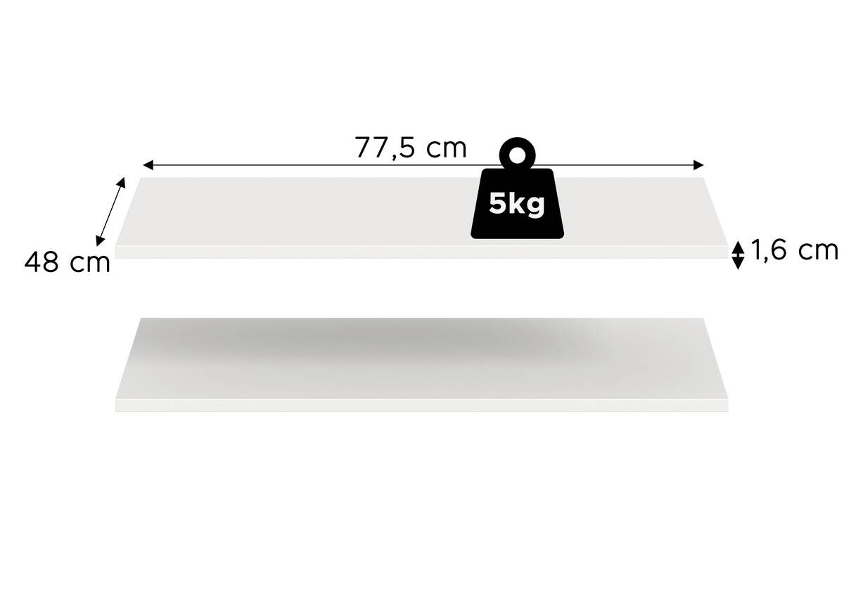 Einlegeböden-Set ZUBEHÖR 2er weiß B/H/T: ca. 78x2x48 cm