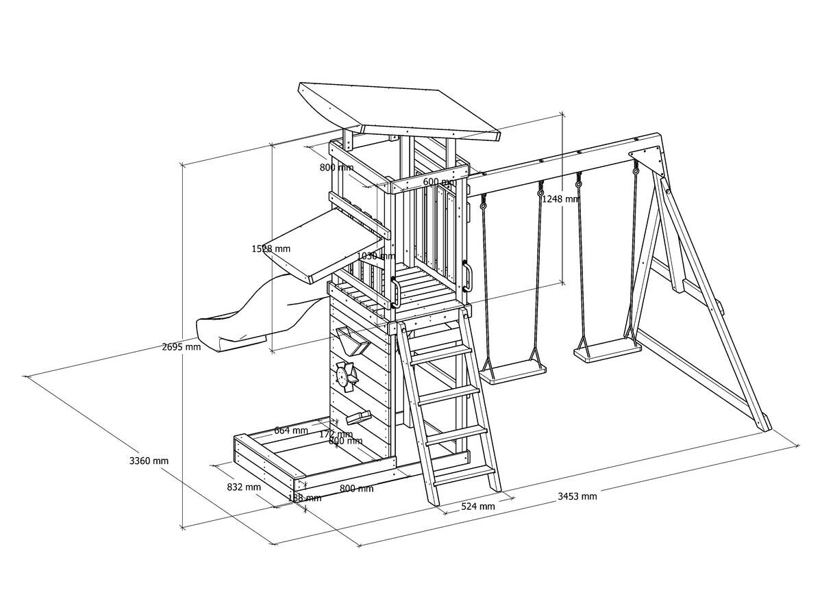 AXI Spielturm Malik grau B/H/L: ca. 345x270x336 cm