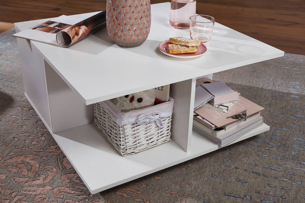 Wohnling Couchtisch weiß Holzwerkstoff B/H/T: ca. 70x36,5x70 cm