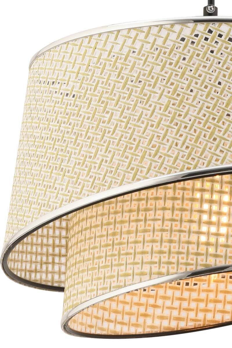 Opviq Pendelleuchte Barette creme silber Stoff Metall B/H/L: ca. 32x65x32 cm E27 1 Brennstellen