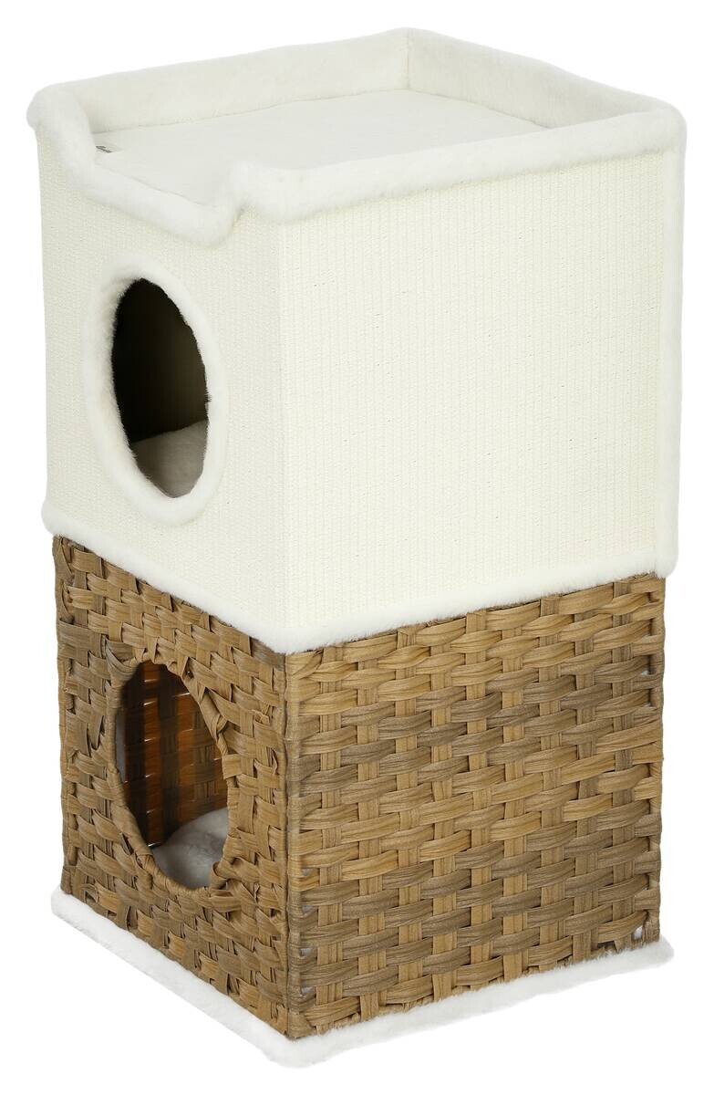 PawHut Kratztonne cremeweiß Polyester B/H/L: ca. 41x75,5x41 cm