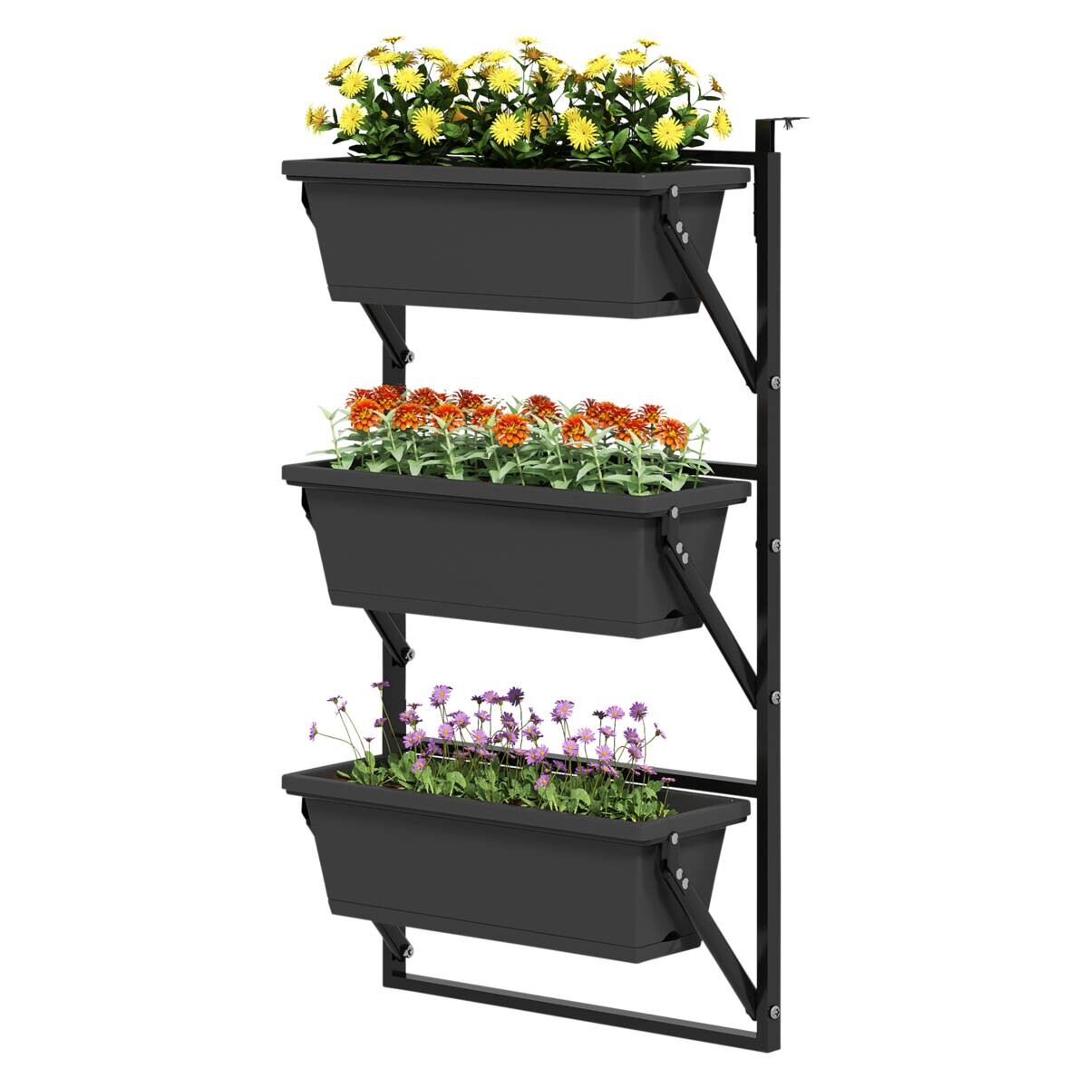 Outsunny Pflanzentopf Set dunkelgrau Kunststoff B/H/L: ca. 42x100x56 cm