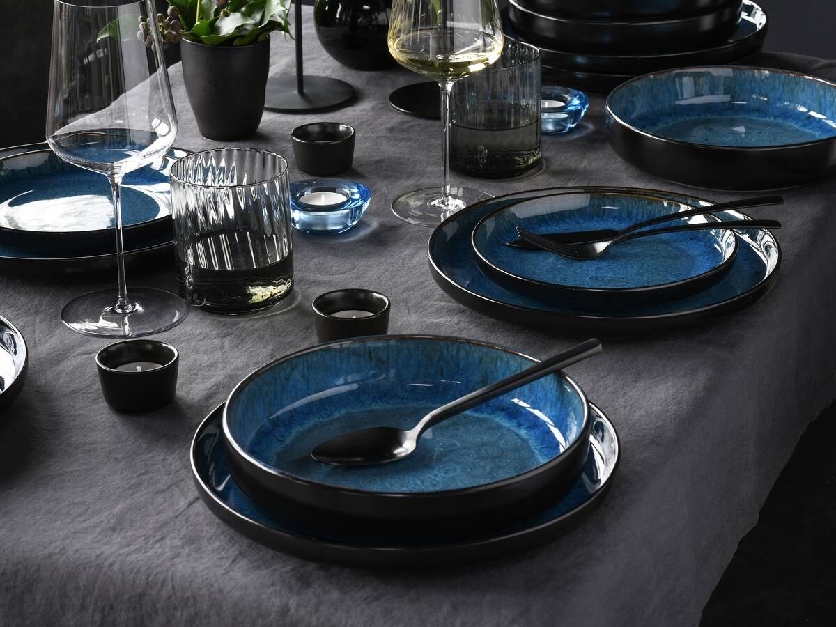 CreaTable Tafelservice Nordic Fjord Blue blau Steinzeug 18 tlg.
