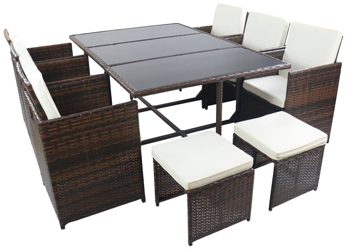 VCM Gartensitzgruppe Raloso braun Glas B/H/L: ca. 170x74x110 cm