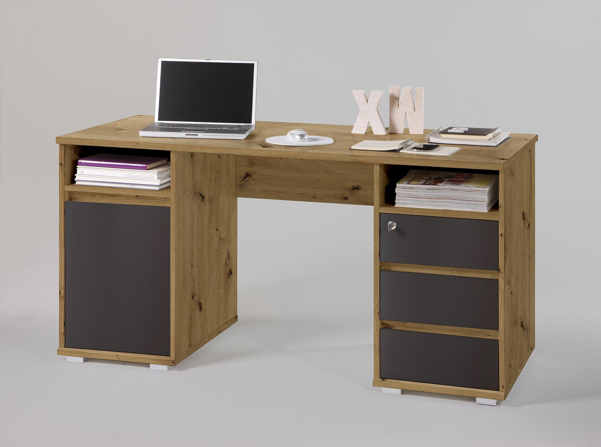 Schreibtisch Primus Eiche Artisan Nachbildung anthrazit B/H/T: ca. 145x74x65 cm