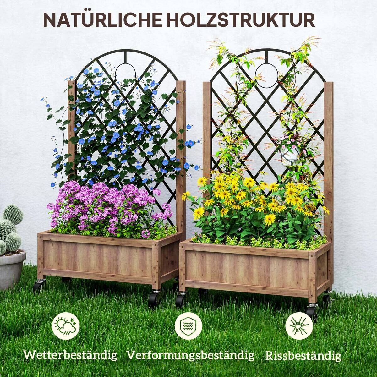 Outsunny Hochbeet 2er Set braun Holz B/H/L: ca. 25x97x52 cm