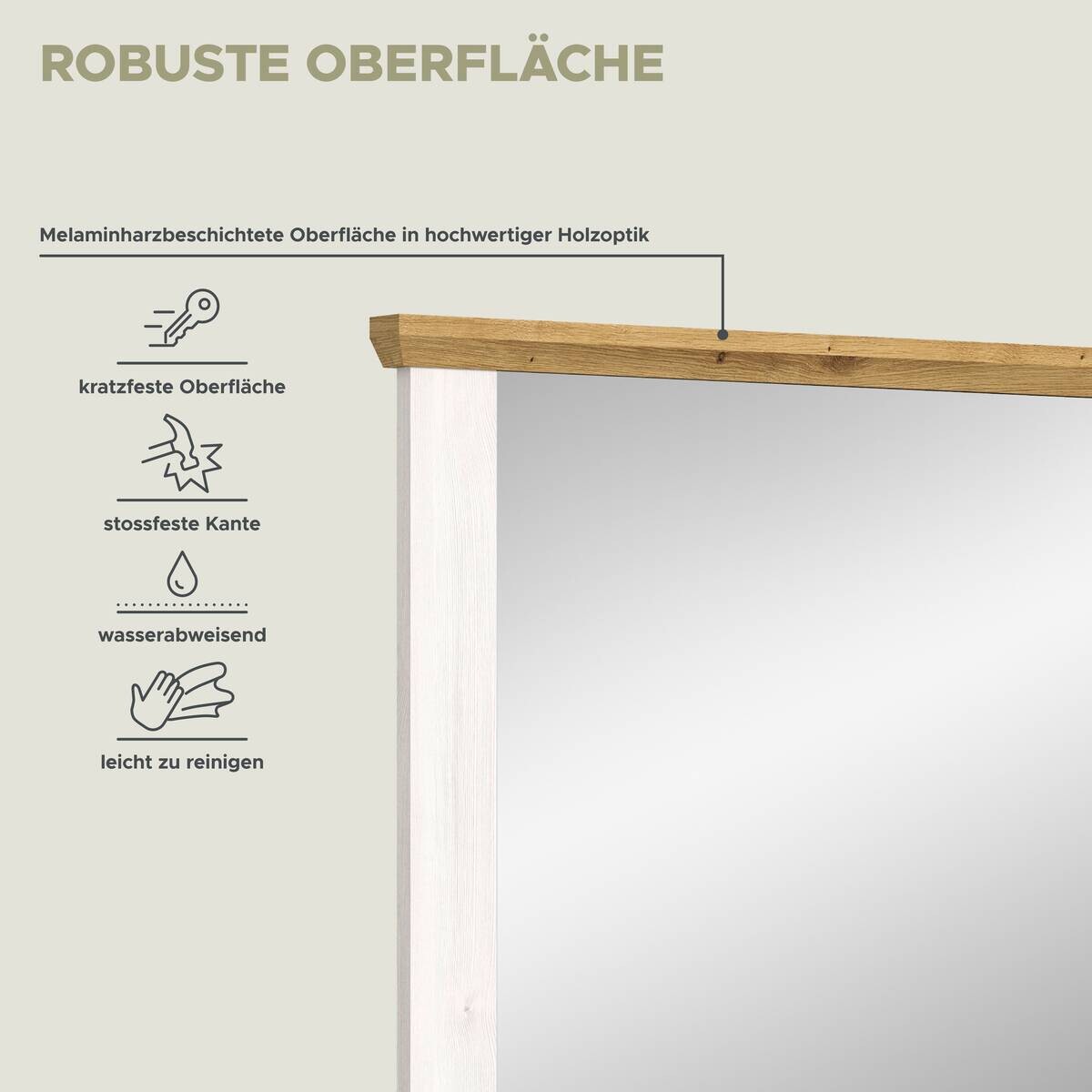 Wandspiegel Verona Sibiu Lärche Nachbildung Eiche Artisan Nachbildung B/H/T: ca. 82x70x4 cm