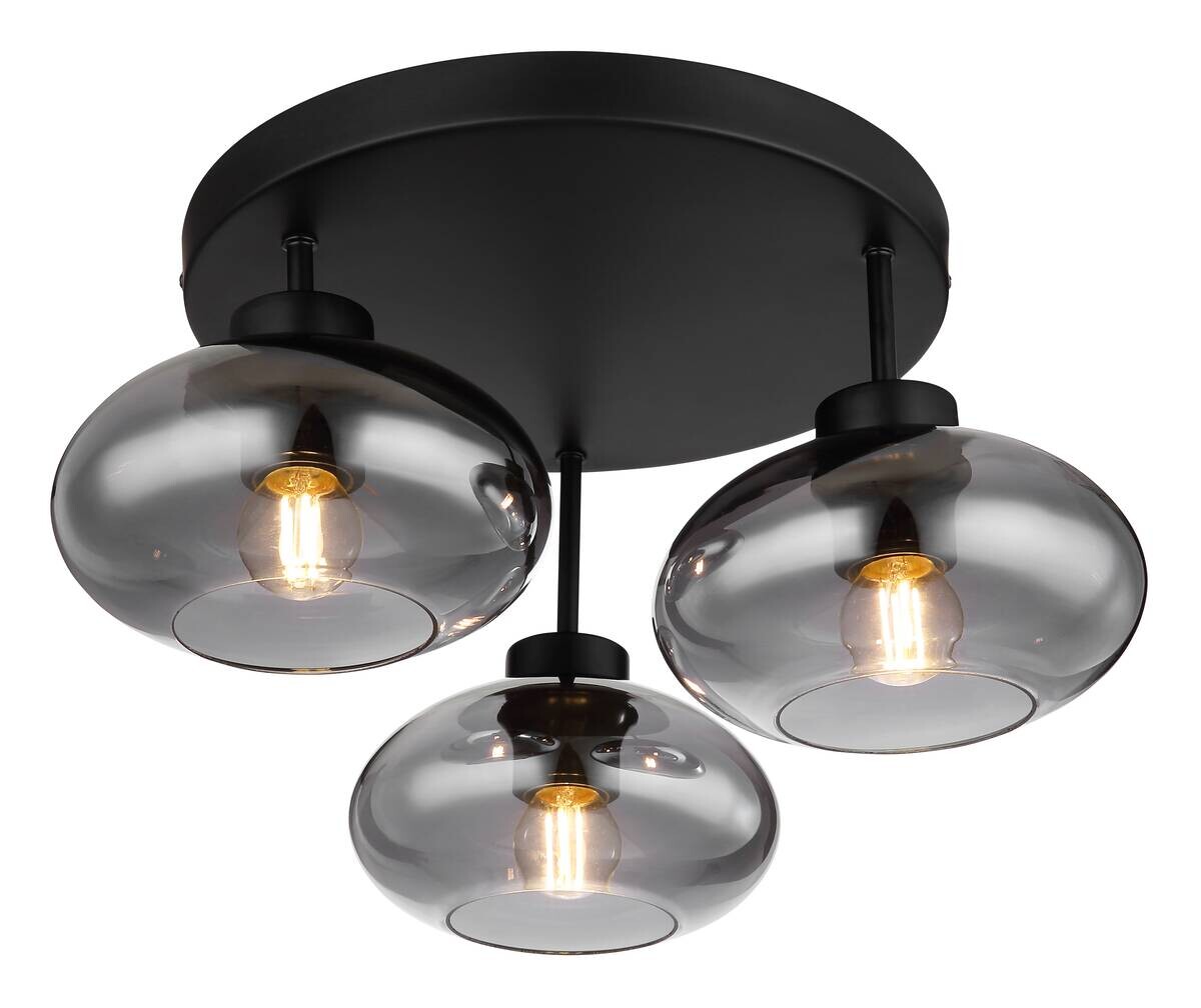 GLOBO Deckenleuchte schwarz Metall H/D: ca. 24x40 cm E27 3 Brennstellen