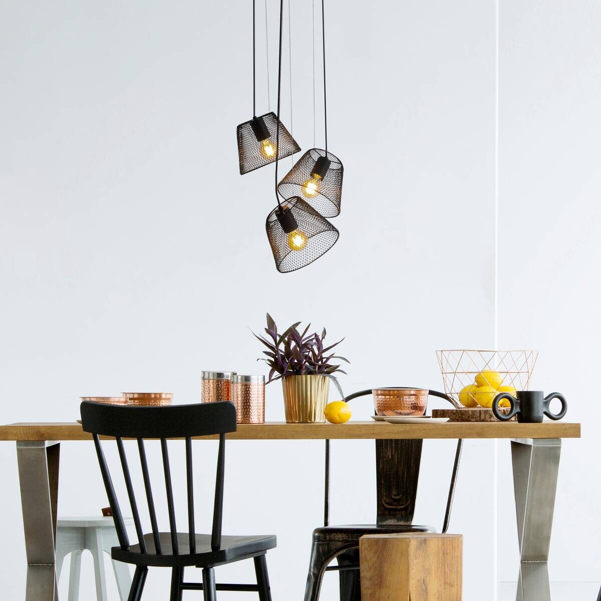 Näve Leuchten Pendelleuchte 7085122 schwarz Kunststoff Metall B/H/T: ca. 30x120x30 cm E27 3 Brennstellen