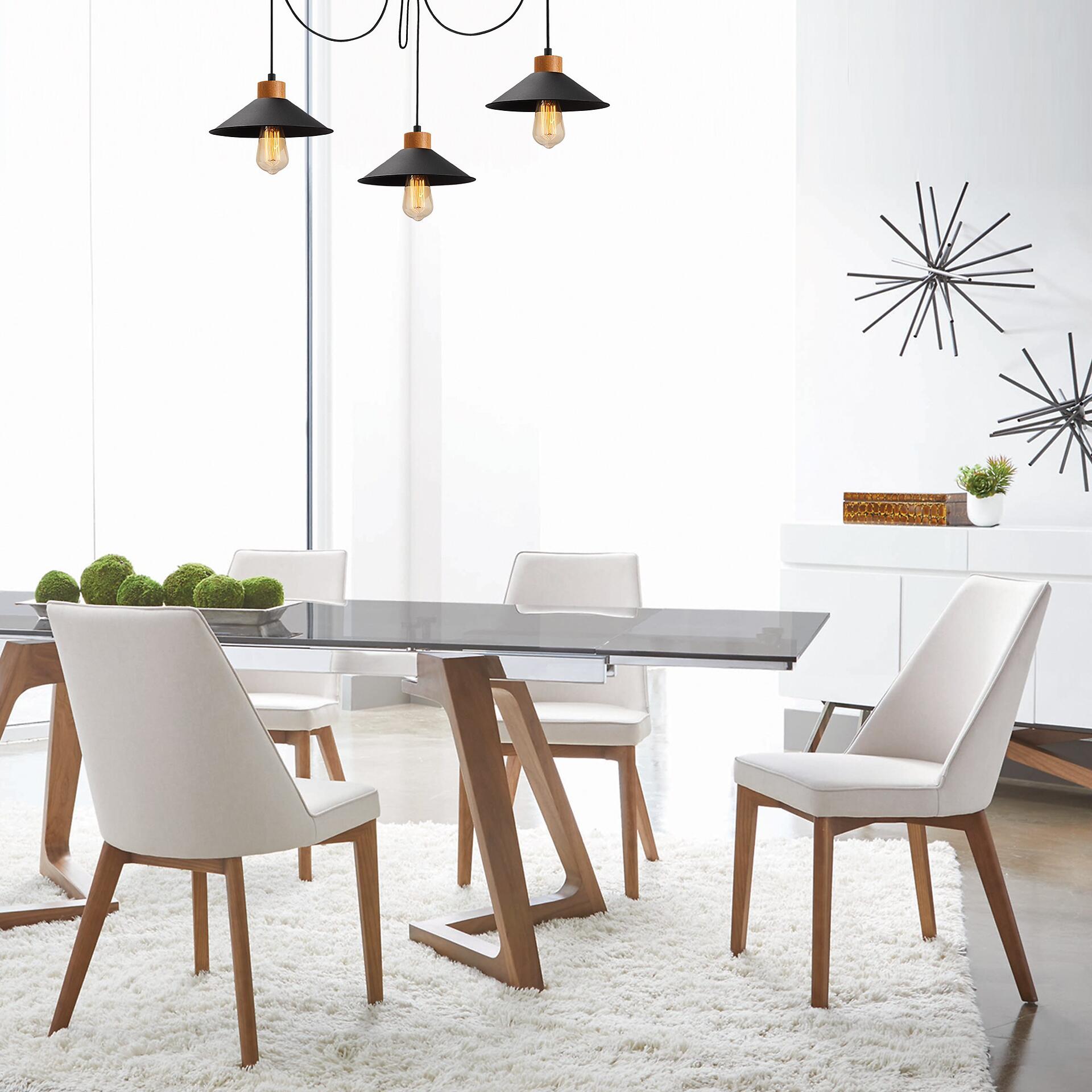 Opviq Pendelleuchte Manavgat schwarz Holz B/H/T/L/D: ca. 114x100x114x114x114 cm E27 3 Brennstellen