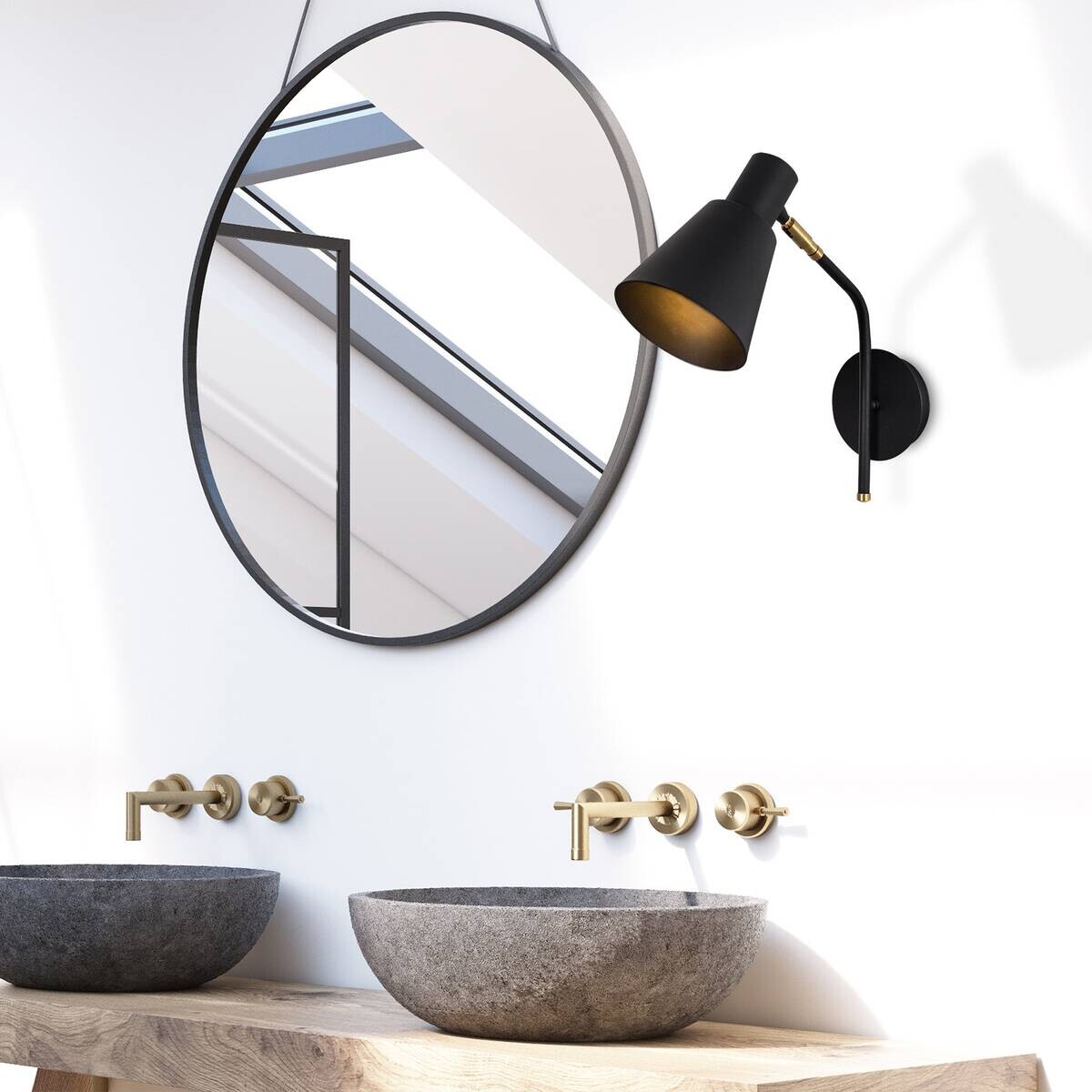 Opviq Wandleuchte Sivani schwarz gold Metall B/H/T/L/D: ca. 36x40x36x14x15 cm E27 1 Brennstellen