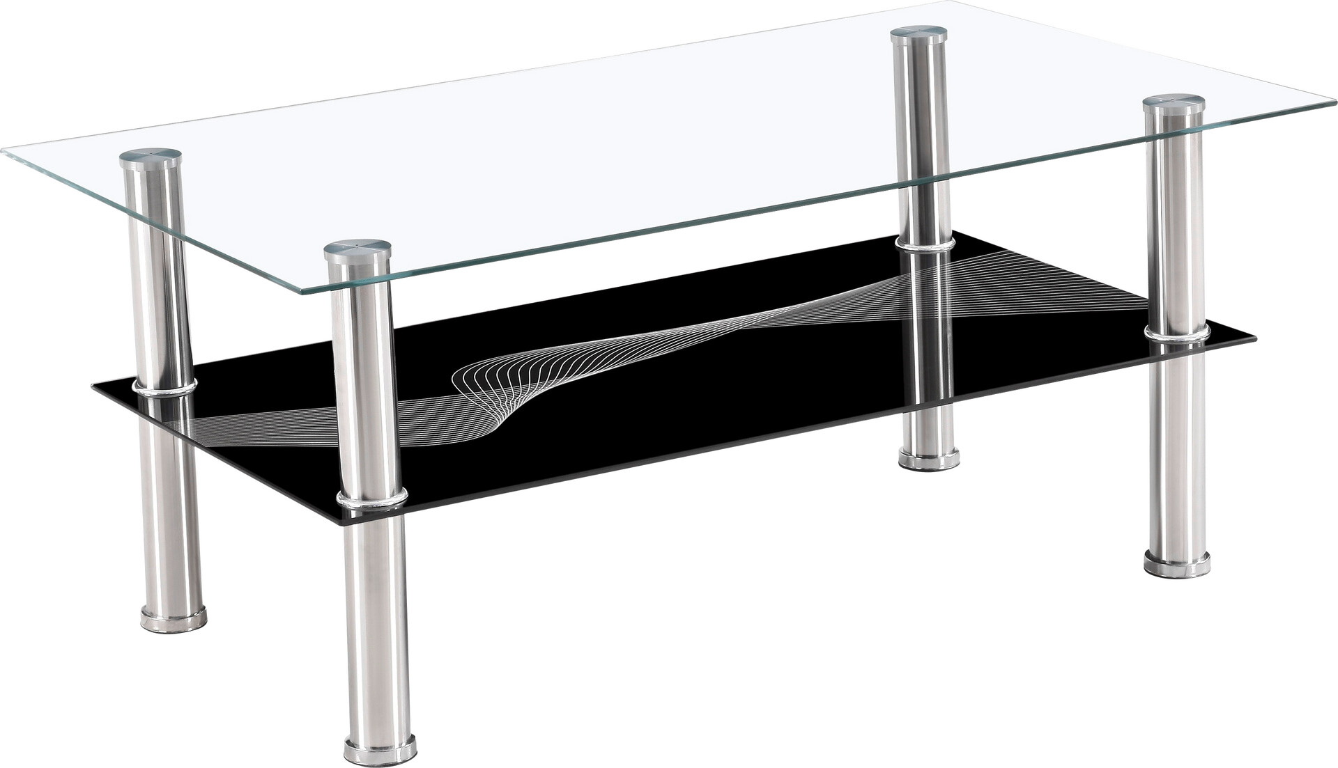 Glascouchtisch Denver glasklar schwarz B/H/T: ca. 100x43x60 cm