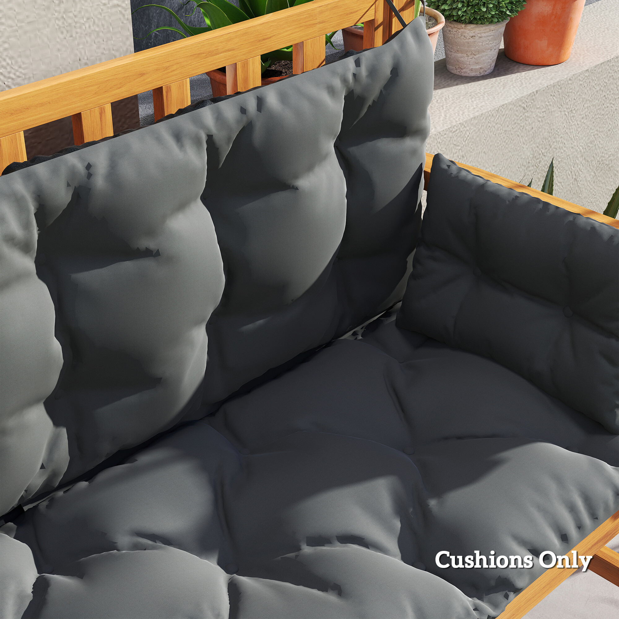 Outsunny Sitzkissen-Set schwarz Polyester B/H/L: ca. 110x8x180 cm