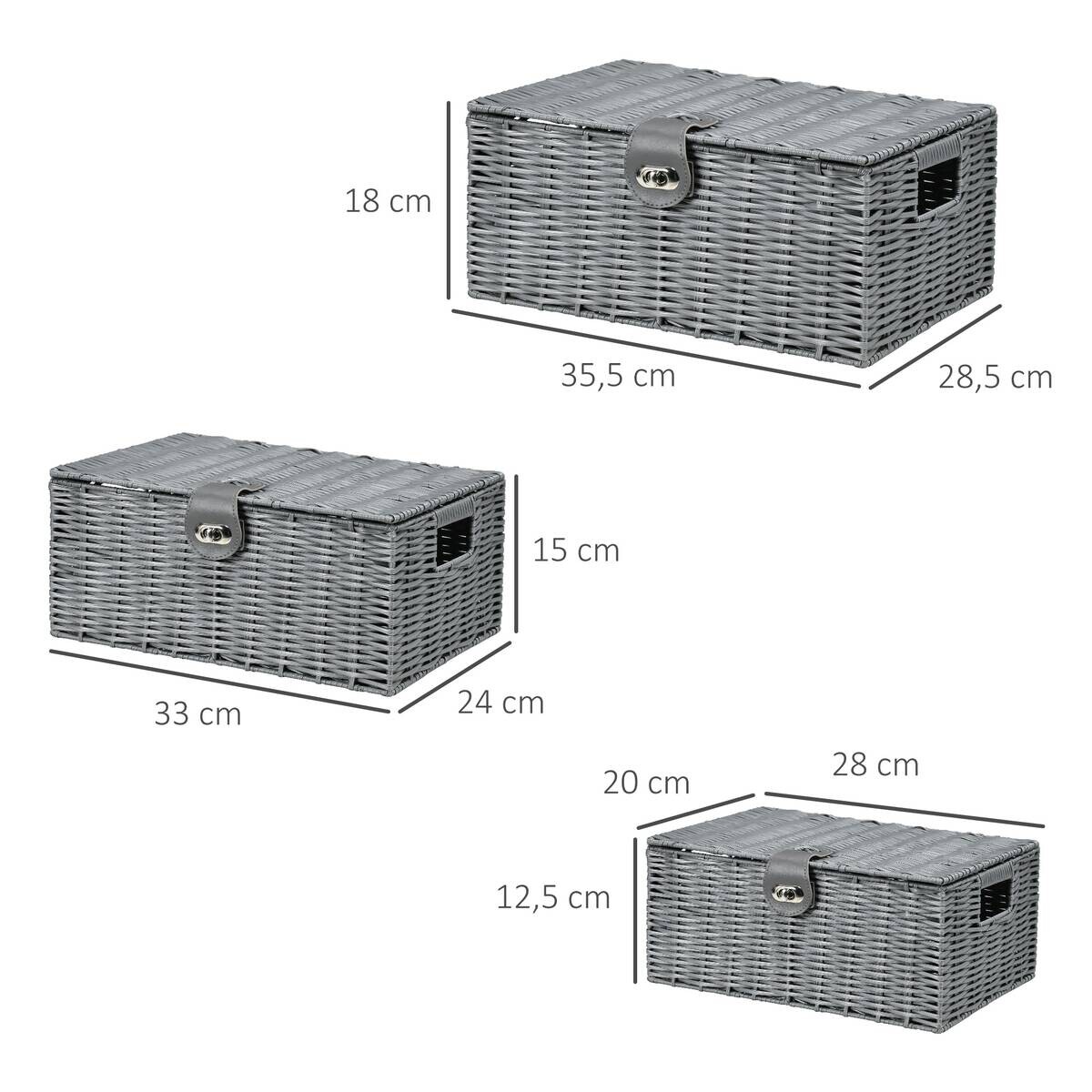 HOMCOM Aufbewahrungskorb grau Metall B/H/L: ca. 28,5x35,5x18 cm