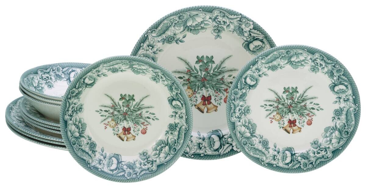 CreaTable Tafelservice Weihnachten bunt Steingut 12 tlg.