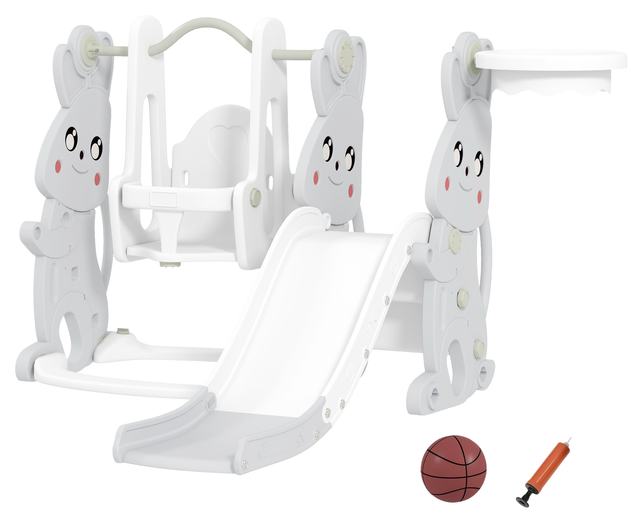 AIYAPLAY Kinderschaukel & Kinderrutsche Set grau B/H/L: ca. 147,5x107x160 cm