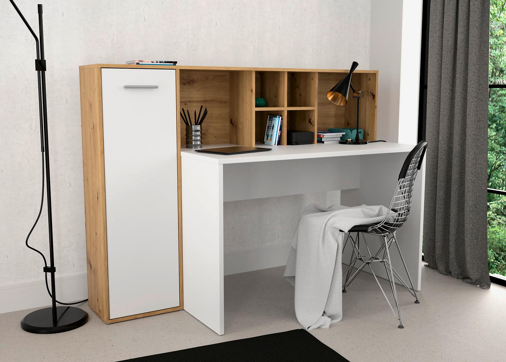 Schreibtisch  weiß Eiche Artisan Nachbildung B/H/T: ca. 158x116x66 cm