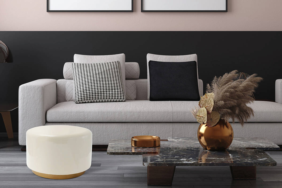 360 Living Hocker Artisse 251 elfenbein gold Metall H/D: ca. 43x51,5 cm