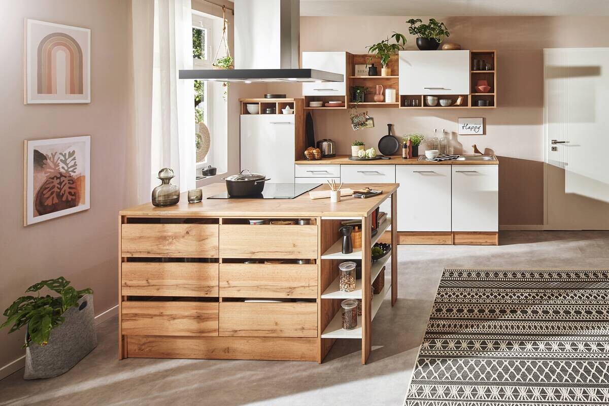 Respekta Inselküche Hilde weiß matt B/H/T: ca. 280x205x60 cm