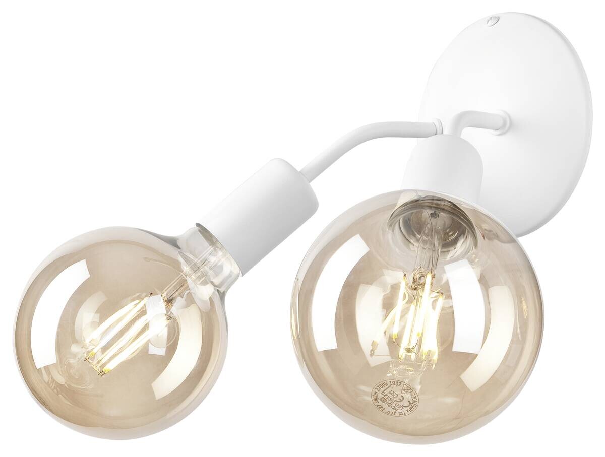 Lamkur Wandleuchte VIGGO 39398 weiß Stahl H/L: ca. 14,5x23 cm E27 2 Brennstellen