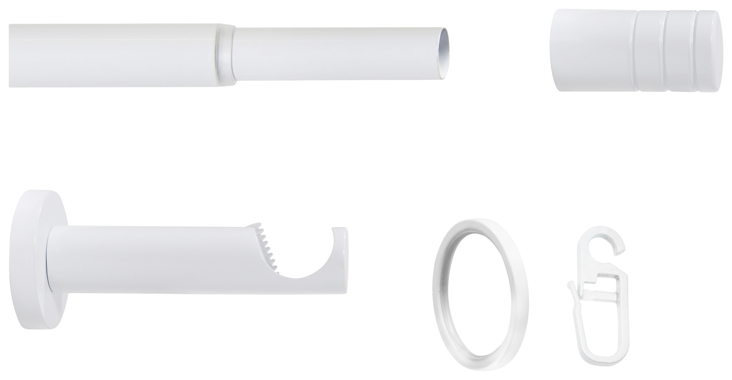 Gardinenstange weiß Aluminium ausziehbar von ca. 160 bis 280 cm 1.0 Läufe