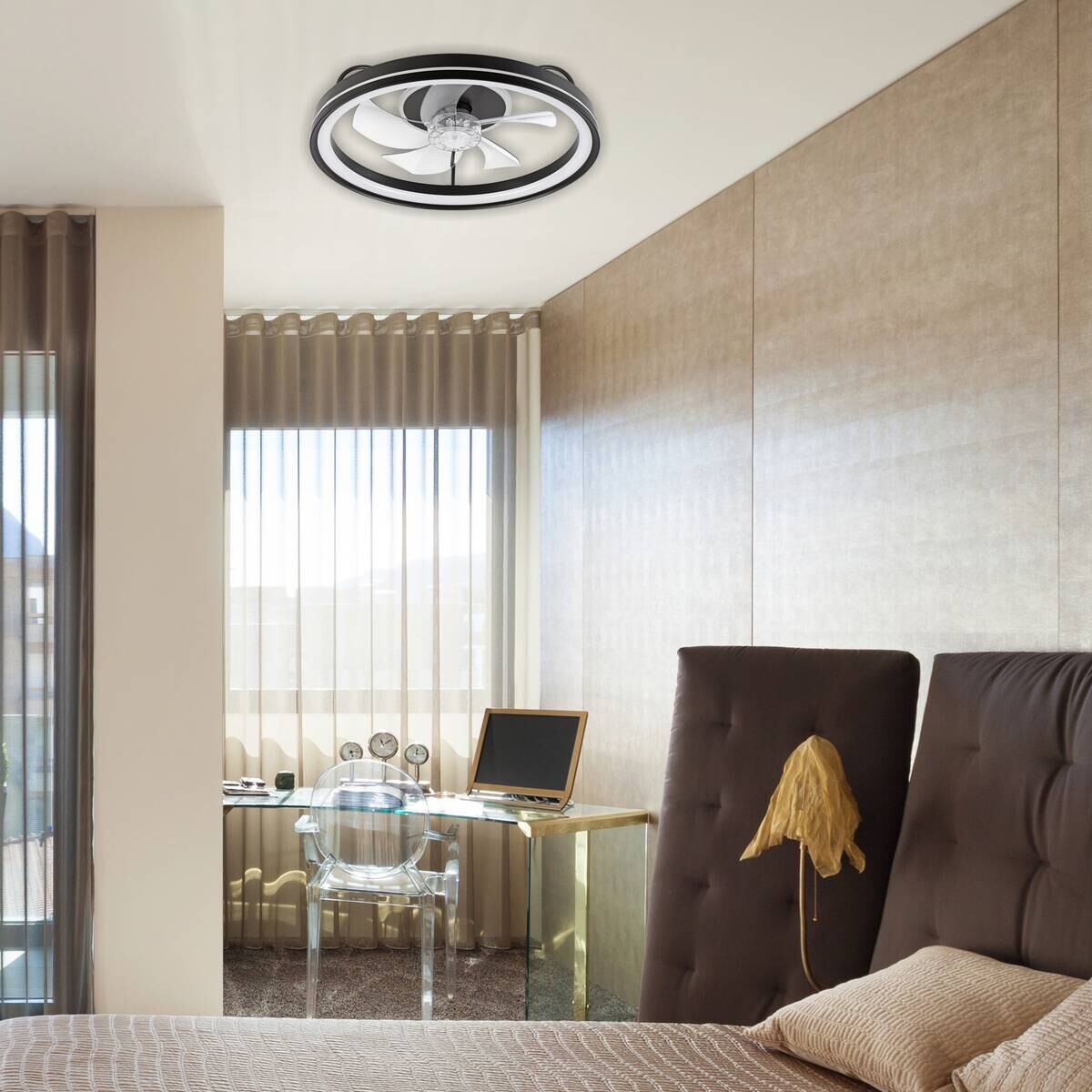 Lamkur LED-Deckenventilator Falco schwarz H/L: ca. 17x50 cm max. 40 W