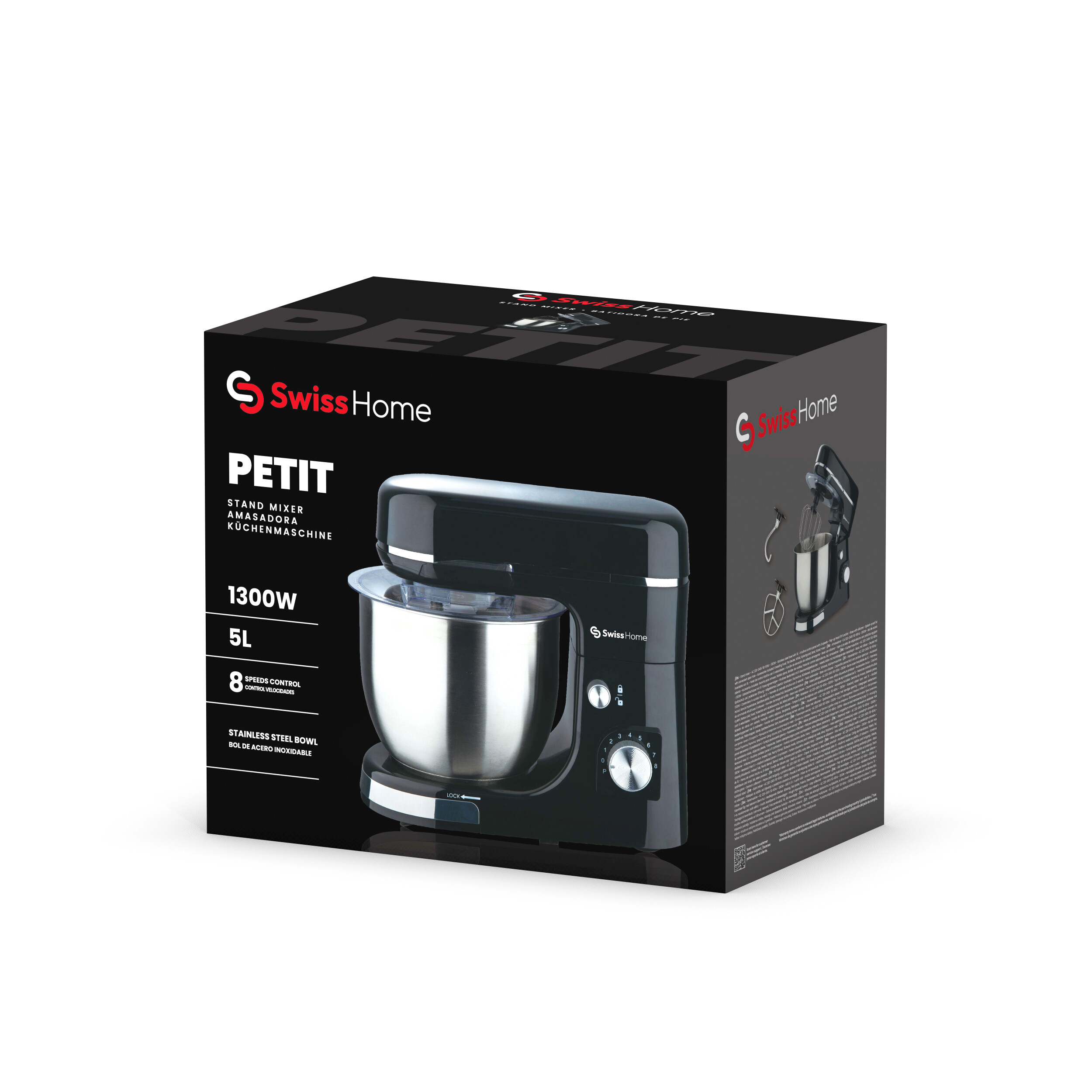 SWISS HOME Küchenmaschine schwarz silber Edelstahl B/H/L: ca. 23x33,5x38 cm