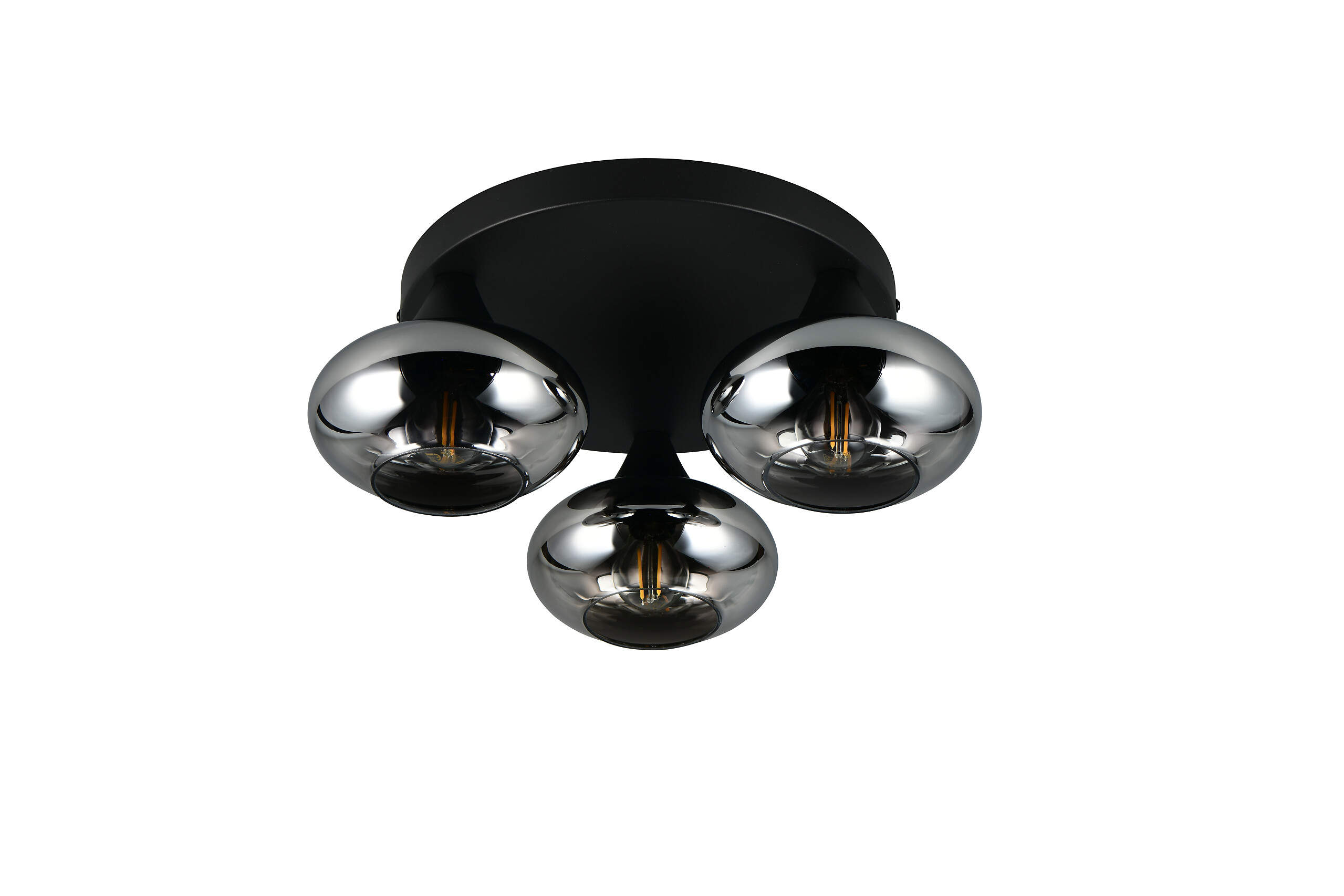 Reality Leuchten Deckenleuchte Divina mattschwarz Rauch Metall D: ca. 39 cm null 3 Brennstellen