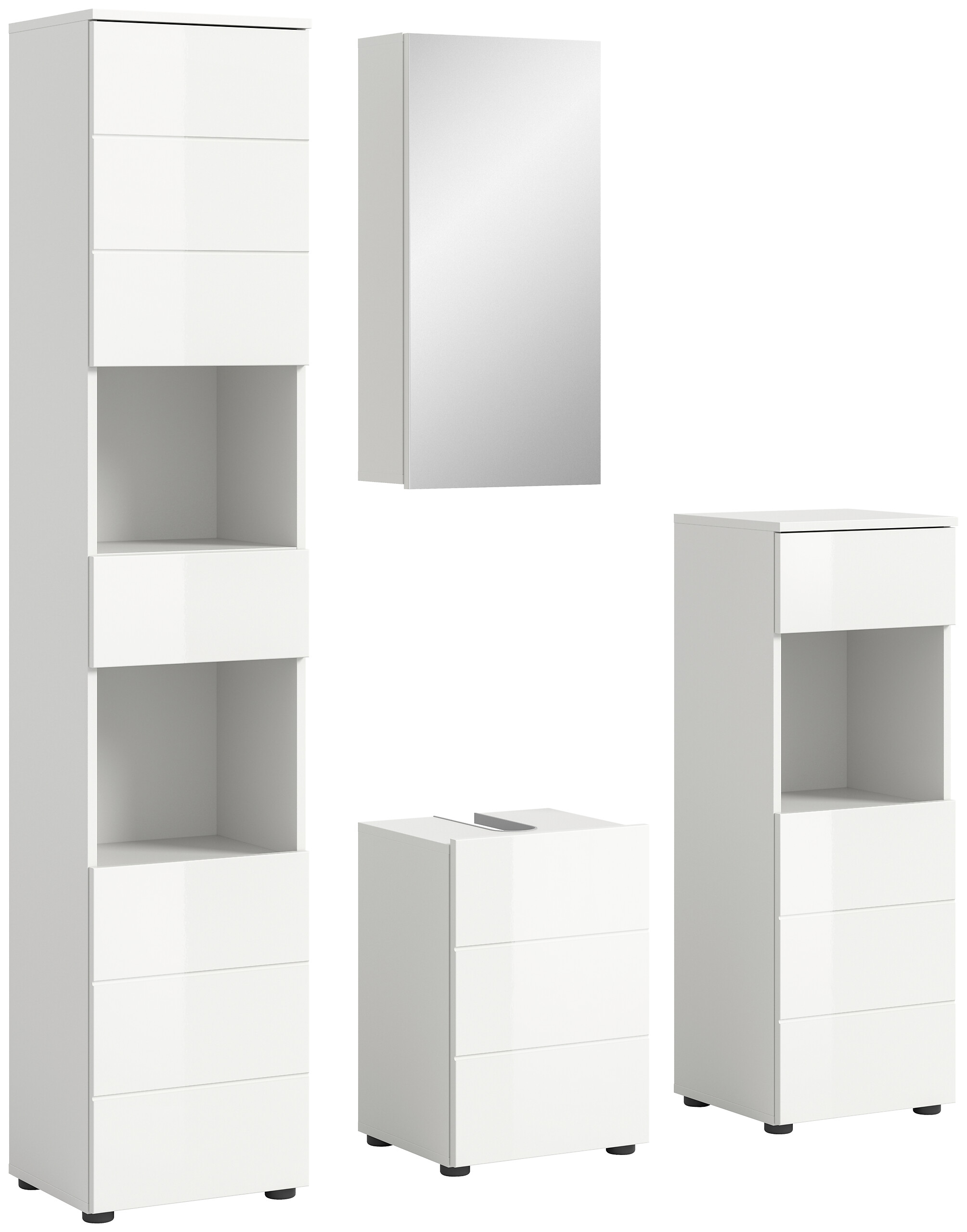 Badezimmer-Set VIRA weiß weiß Hochglanz B/H/T: ca. 144x190x34 cm