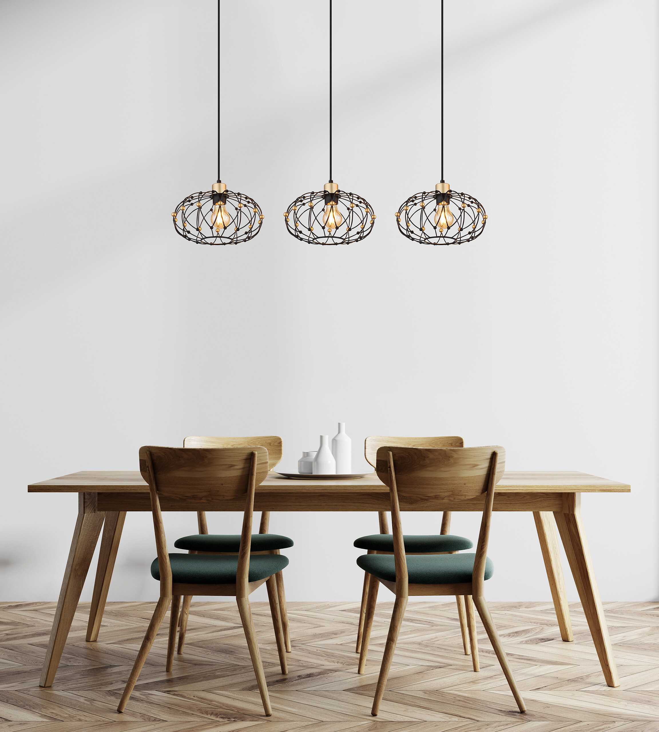 GLOBO Pendelleuchte mattschwarz Metall B/H/T/L: ca. 28x150x95x95 cm E27 3 Brennstellen