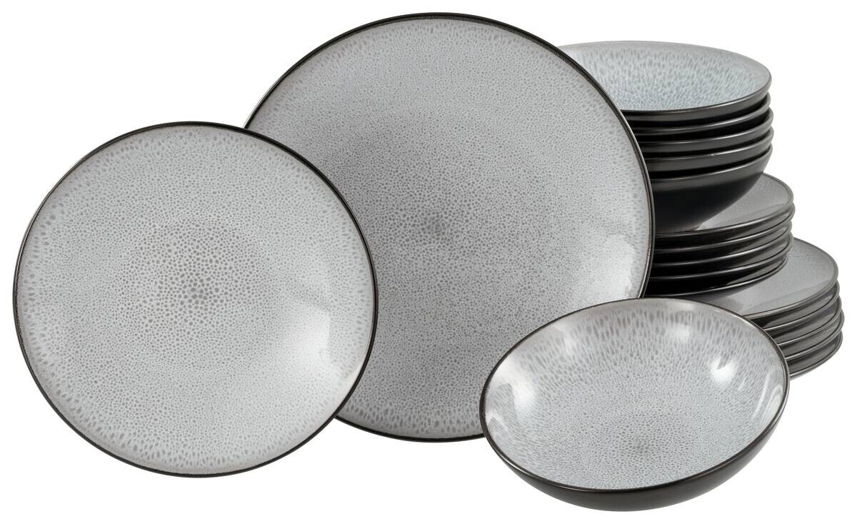 CreaTable Tafelservice Malmö grau Steinzeug 18 tlg.