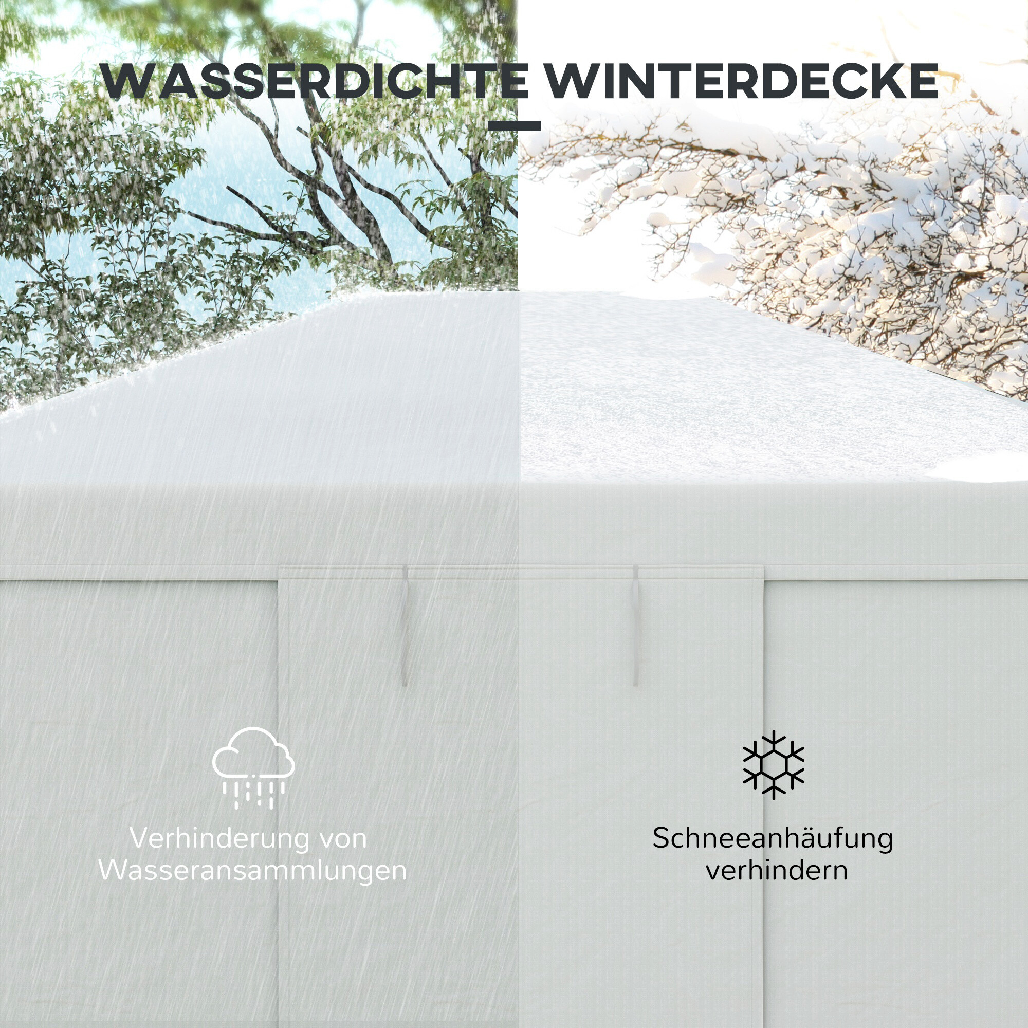 Outsunny Pavillon-Abdeckung 3,6x3m weiß Kunststoff B/H/L: ca. 300x270x360 cm