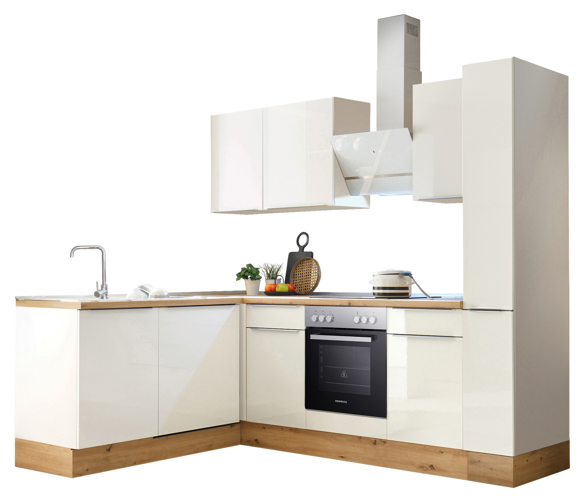 Respekta Winkelküche Marleen weiß Hochglanz B/H/T: ca. 250x211x170 cm