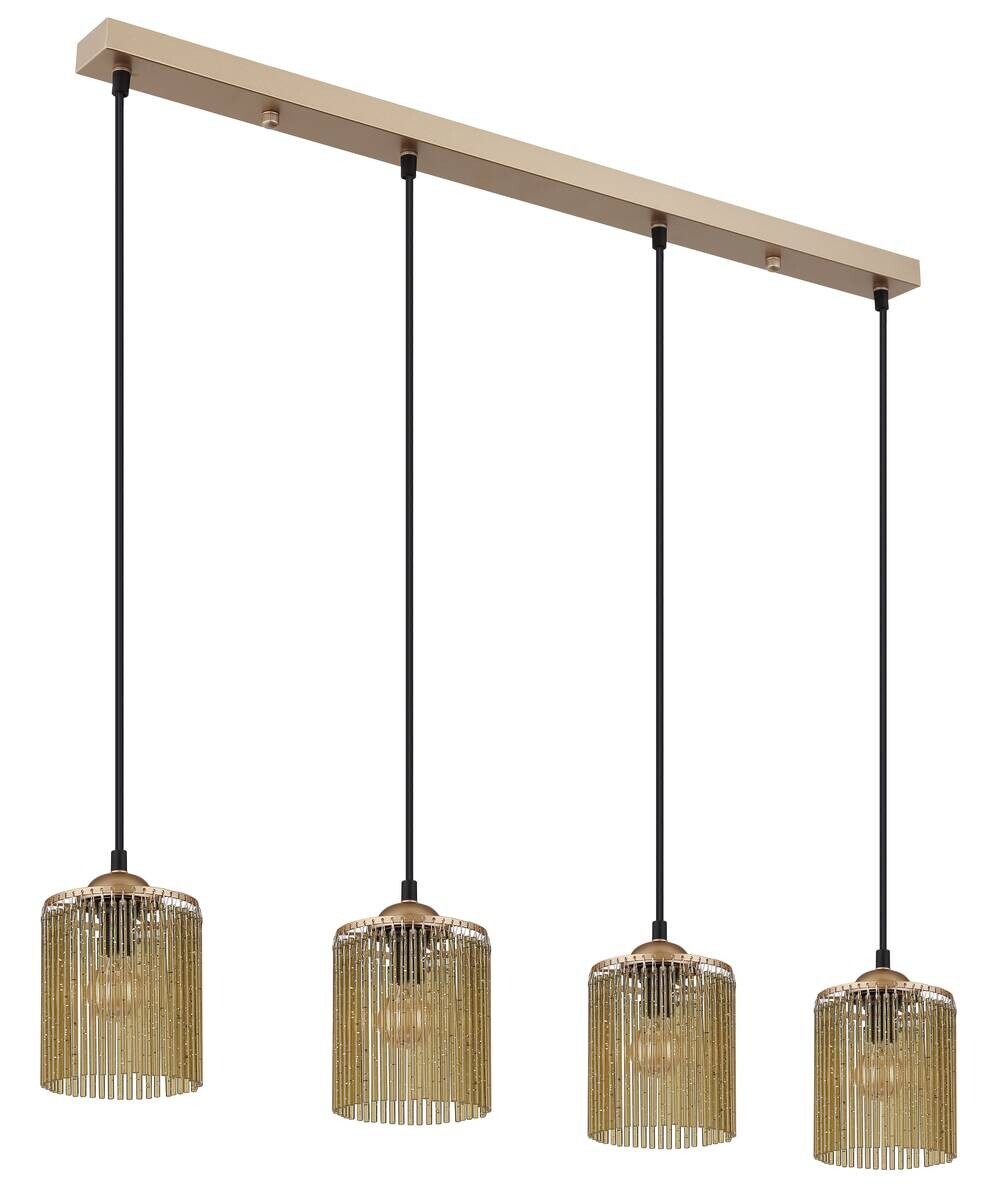 GLOBO Pendelleuchte LEEDS 33080445 gold schwarz amber Metall Kunststoff B/H/L: ca. 87x133x12 cm E14 4 Brennstellen