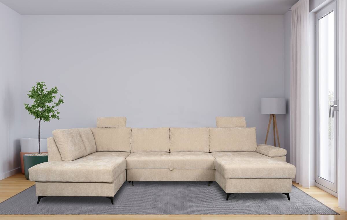 Wohnlandschaft Sara U beige Microfaser B/H/T: ca. 333x87x189 cm Wohnlandschaft Sara U beige Microfaser B/H/T: ca. 333x87x189 cm