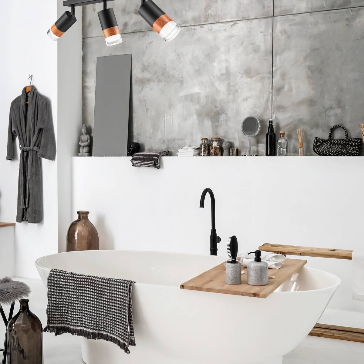 Lamkur Deckenleuchte schwarz Stahl Glas B/H/L: ca. 8x19x45 cm 3 Brennstellen