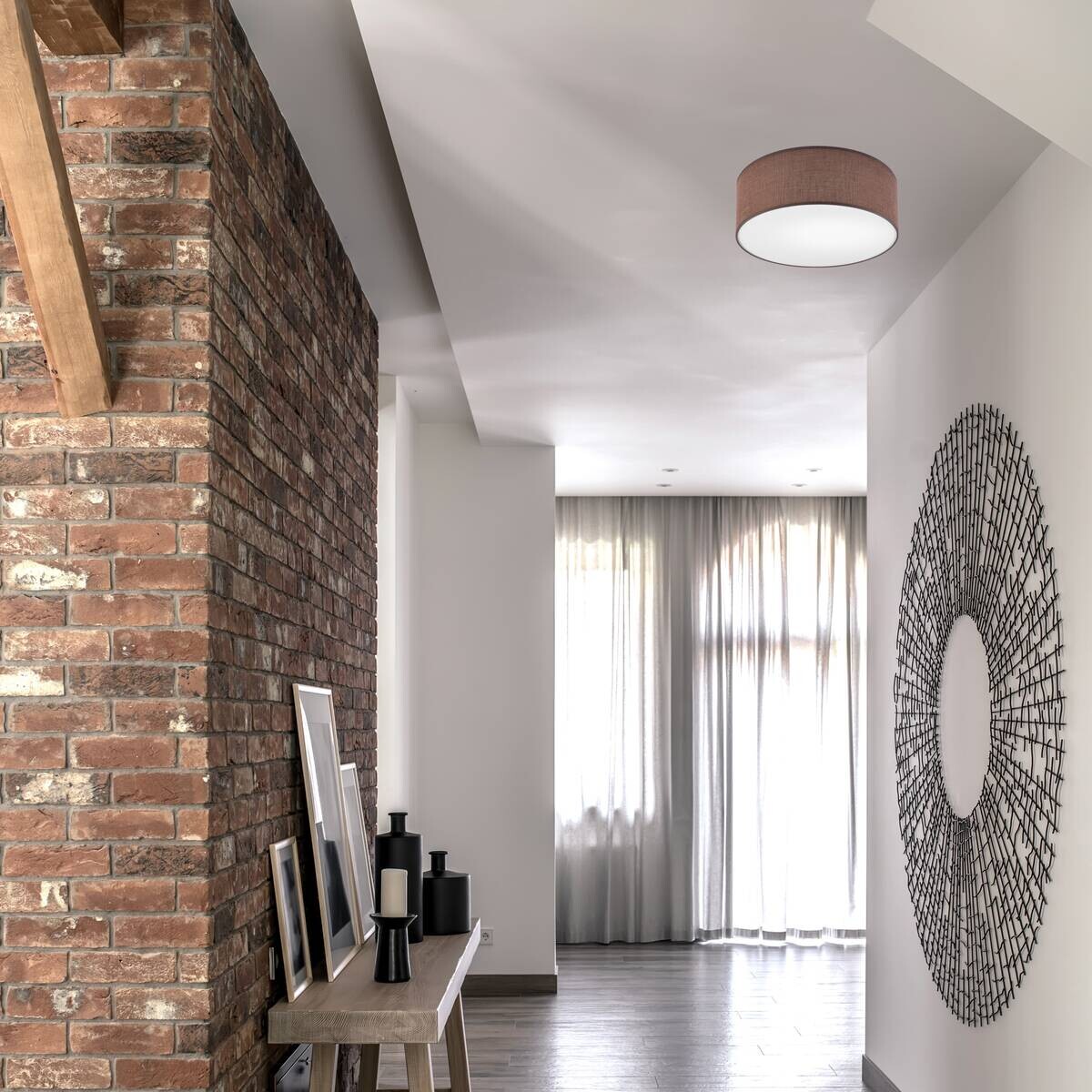 Lamkur Deckenleuchte Vivian braun Kunststoff PVC Textil H/L: ca. 13x35 cm E27 1 Brennstellen