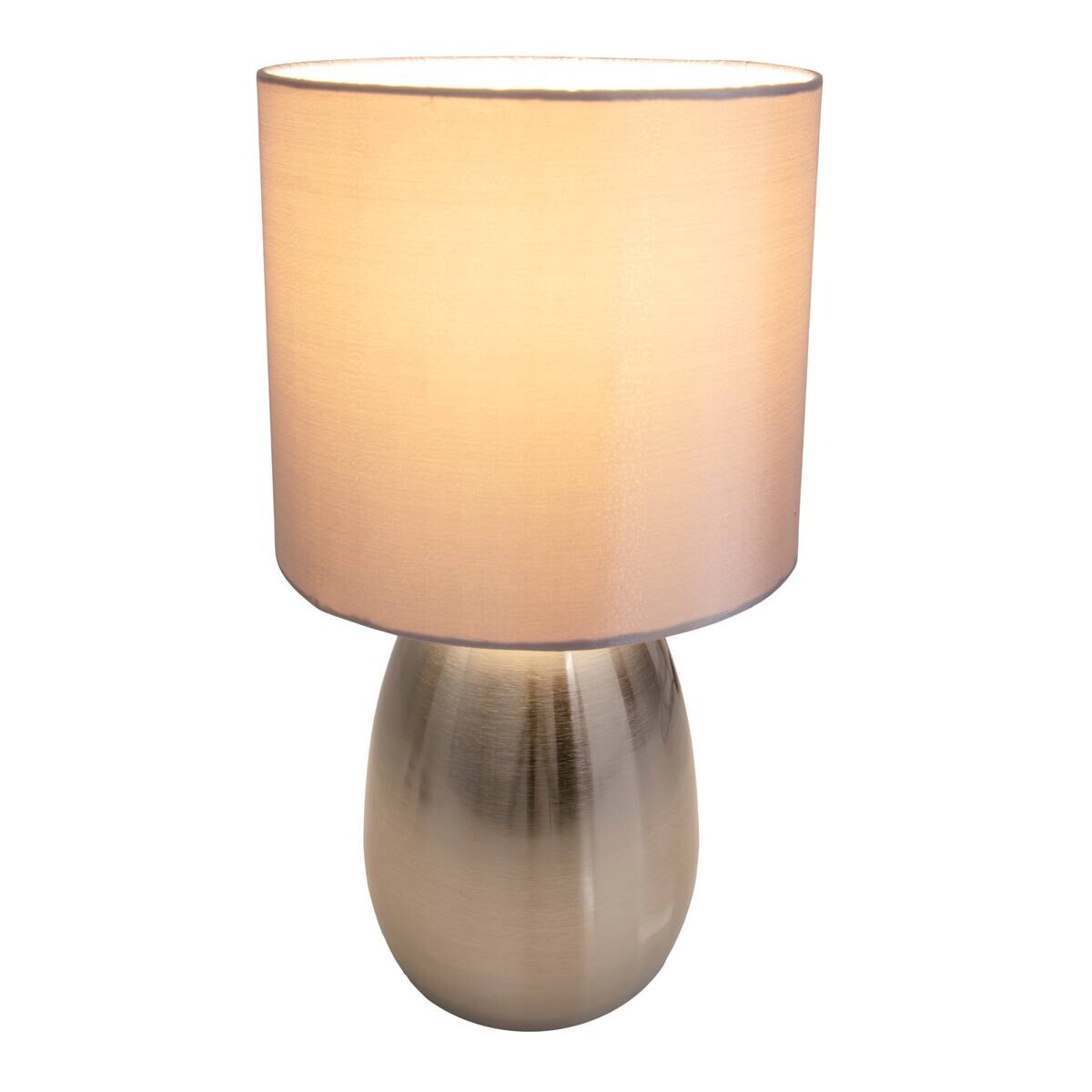 Näve Leuchten Tischleuchte 3189650 stahlfarbig Kunststoff Metall Textil B/H/T: ca. 17,5x33x17,5 cm E14 1 Brennstellen